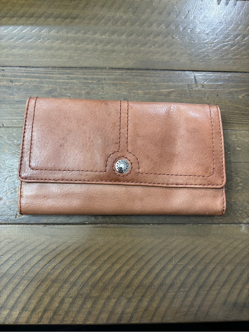 Fossil Vintage Leather Trifold Wallet in Cognac Tan